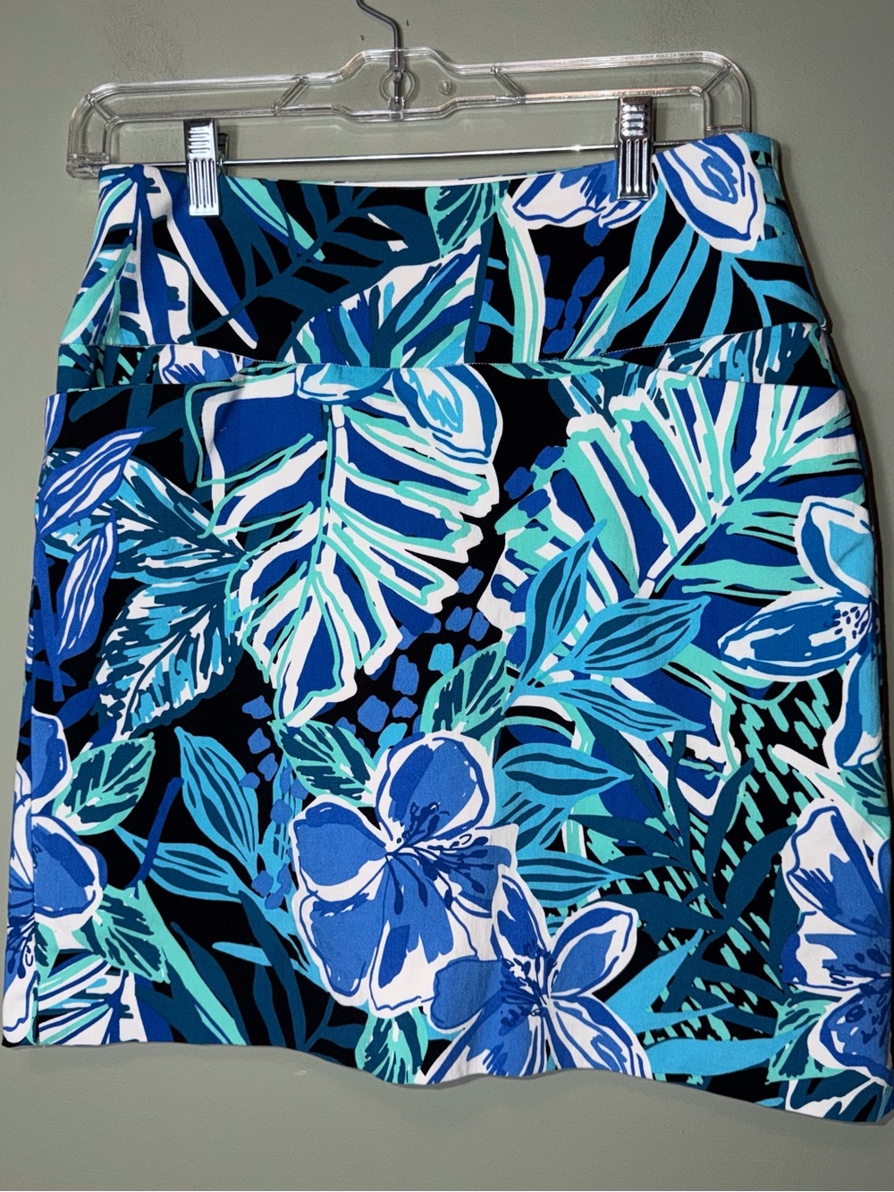 Swing Control Women’s Blue Tropical Hibiscus Print Skirt with Shorts Size 6